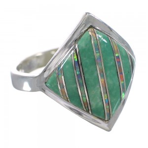 Southwest Sterling Silver Turquoise Opal Ring Size 8-1/2 QX82473