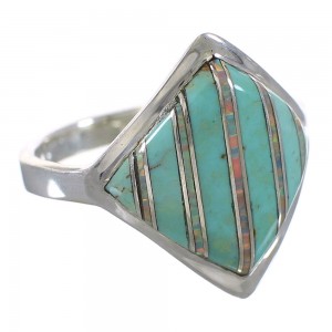 Turquoise Opal Southwestern Authentic Sterling Silver Ring Size 7-1/2 QX82592