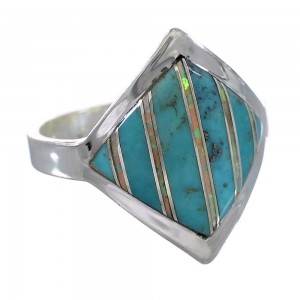 Silver Southwest Turquoise Opal Inlay Ring Size 5-3/4 QX82679