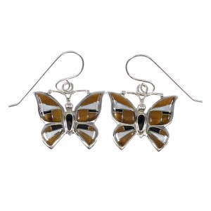 Multicolor Sterling Silver Butterfly Southwest Hook Dangle Earrings WX64175