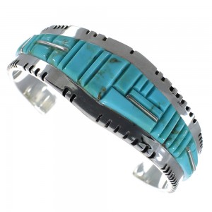 Genuine Sterling Silver Turquoise Sturdy Cuff Bracelet VX63730