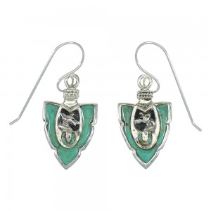 Turquoise Inlay Silver Horse And Arrowhead Hook Dangle Earrings AX78676