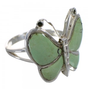 Turquoise And Sterling Silver Southwest Butterfly Ring Size 6-1/4 YX80146