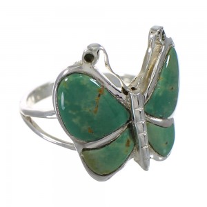 Southwest Silver Turquoise Butterfly Ring Size 5-1/2 YX80153