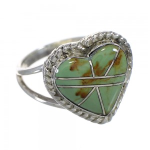 Southwestern Sterling Silver And Turquoise Heart Ring Size 4-1/2 YX80234