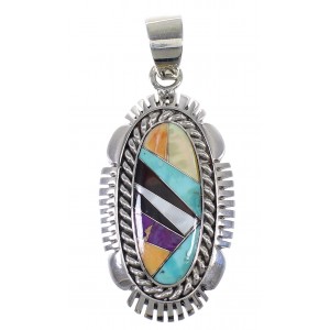Southwest Genuine Sterling Silver And Multicolor Inlay Pendant VX64490
