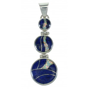 Lapis And Opal Inlay Sterling Silver Southwest Pendant MX64014