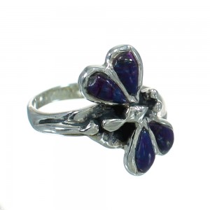 Silver Magenta Turquoise Inlay Dragonfly Ring Size 5-1/4 AX79398