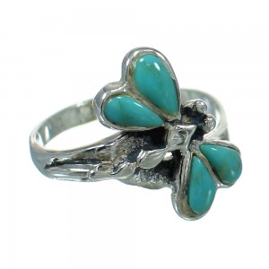Southwest Turquoise Genuine Sterling Silver Dragonfly Ring Size 8-1/2 AX79445