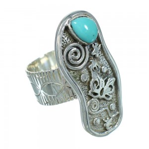 Southwest Turquoise Silver Butterfly Ring Size 7-1/2 YX69956