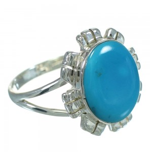 Southwestern Turquoise And Authentic Sterling Silver Jewelry Ring Size 5-3/4 YX69991