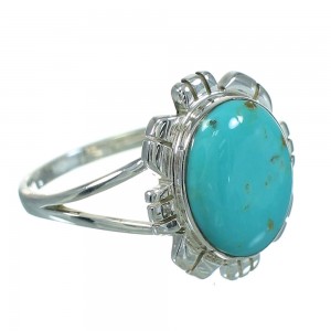 Southwestern Silver And Turquoise Jewelry Ring Size 7-3/4 YX70010