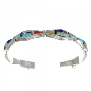 Southwest Sterling Silver Multicolor Link Bracelet AX65937