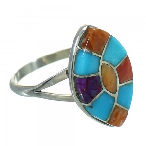 Sterling Silver Multicolor Inlay Southwest Ring Size 7-1/2 QX71050