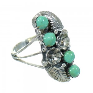 Turquoise And Sterling Silver Southwest Flower Ring Size 4-1/2 YX81019