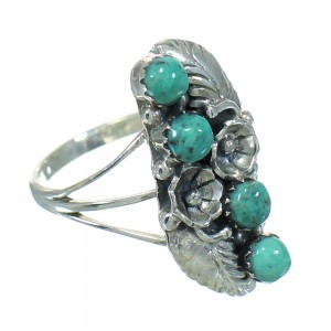 Sterling Silver And Turquoise Southwestern Flower Ring Size 6-1/2 YX81060