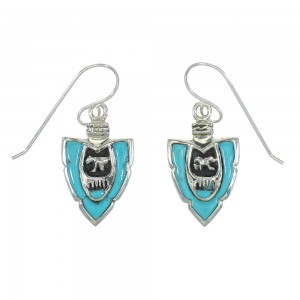 Turquoise Silver Bear Arrowhead Hook Dangle Earrings YX78848