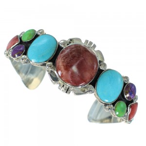 Genuine Sterling Silver And Southwest Multicolor Bracelet VX65016