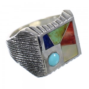 Silver And Multicolor Southwestern Ring Size 5-1/2 YX75851