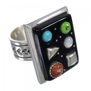 Southwest Multicolor Silver Ring Size 4-3/4 YX75880