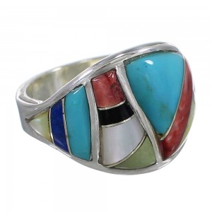 Multicolor Inlay Genuine Sterling Silver Southwest Ring Size 4-3/4 QX75238