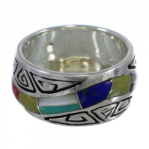 Silver And Multicolor Water Wave Ring Size 6-1/4 YX75477