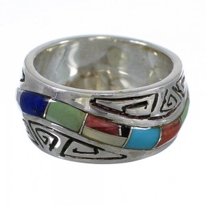Sterling Silver Multicolor Southwestern Water Wave Ring Size 4-3/4 YX75489
