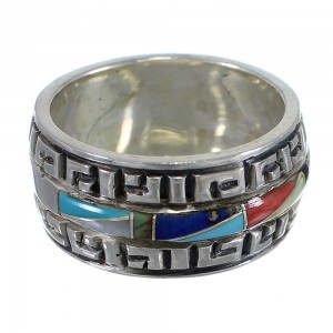 Multicolor Inlay And Sterling Silver Ring Size 5-1/4 YX75554