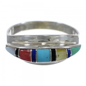 Authentic Sterling Silver Southwest Multicolor Ring Size 8 QX78071