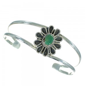 Southwest Genuine Sterling Silver Turquoise Flower Bracelet VX65191