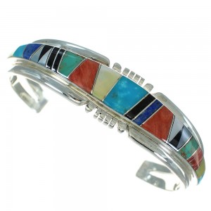 Southwestern Silver Multicolor Cuff Bracelet AX78121