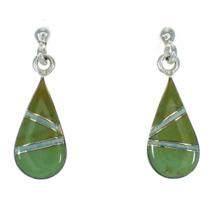 Southwest Silver Turquoise And Opal Tear Drop Post Dangle Earrings WX66498