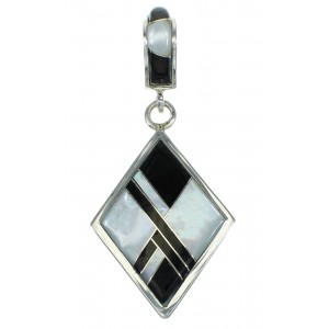 Sterling Silver Jet And Mother of Pearl Pendant VX65490