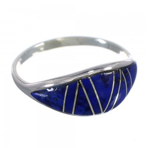 Southwestern Authentic Sterling Silver Lapis Inlay Ring Size 6-1/4 QX68421