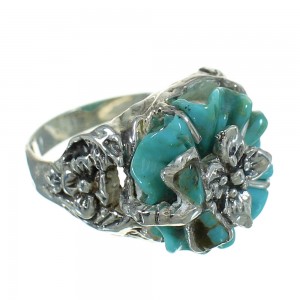 Turquoise And Silver Southwestern Flower Dragonfly Ring Size 6-1/4 YX68966