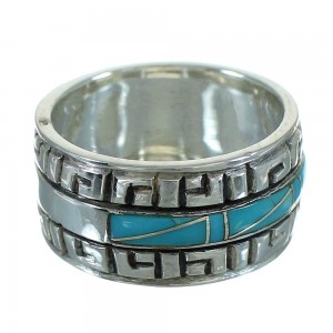 Genuine Sterling Silver Turquoise Water Wave Ring Size 5-1/2 RX68799