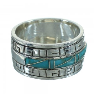 Sterling Silver Turquoise Southwest Water Wave Ring Size 6-3/4 RX68809