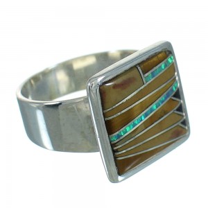 Multicolor Inlay Silver Ring Size 5-1/4 YX75291