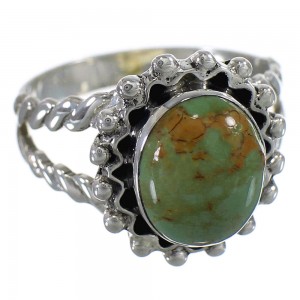 Southwest Jewelry Authentic Sterling Silver Turquoise Ring Size 7-3/4 QX75115