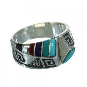 Silver Southwestern Multicolor Water Wave Ring Size 7-3/4 QX81650