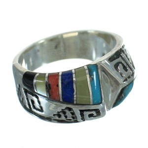 Multicolor Sterling Silver Southwest Water Wave Ring Size 5-3/4 QX81631