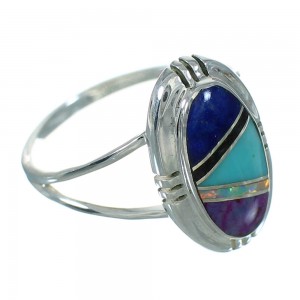 Multicolor Inlay Silver Southwestern Ring Size 6-1/2 AX80305