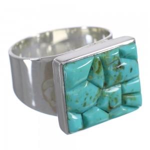 Southwest Turquoise And Authentic Sterling Silver Ring Size 8-1/2 YX68689