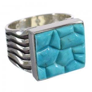 Turquoise Inlay And Sterling Silver Southwest Ring Size 4-1/2 YX69410