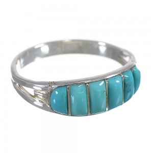 Turquoise Inlay And Authentic Sterling Silver Southwestern Jewelry Ring Size 5-3/4 YX68813