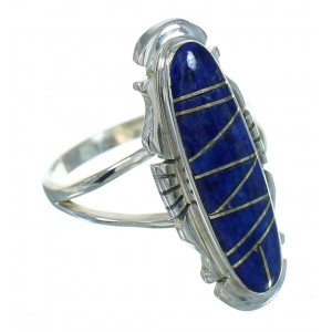 Authentic Sterling Silver Southwestern Lapis Inlay Ring Size 5-3/4 YX66939