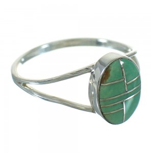 Southwestern Genuine Sterling Silver And Turquoise Inlay Ring Size 8-1/4 WX80085