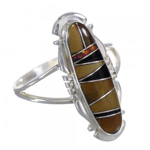 Silver Multicolor Southwestern Ring Size 5-1/2 AX80355