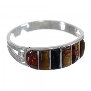 Multicolor Southwest Genuine Sterling Silver Ring Size 4-3/4 AX80456