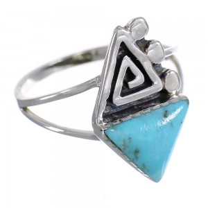 Turquoise Water Wave Southwest Silver Ring Size 5-1/2 QX71883